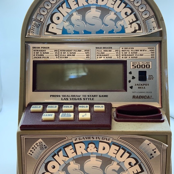 Vintage Poker & Deuces Mini Digital Casino Style Game Working with Coin Bank - Picture 8 of 10
